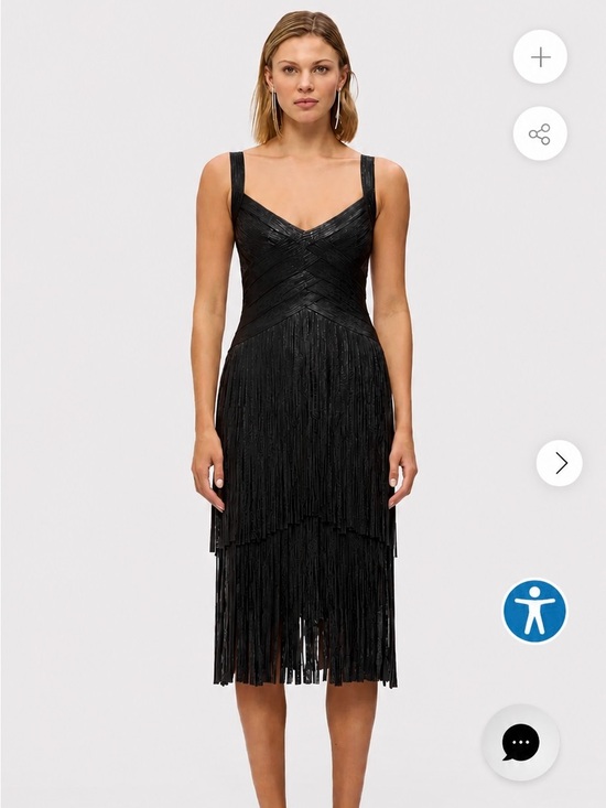 Herve Leger Dresses & Skirts - Herve Leger Black Metallic Fringe Midi Dress